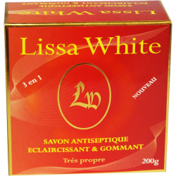 Savon gommant éclaircissant et antiseptique Lissa white