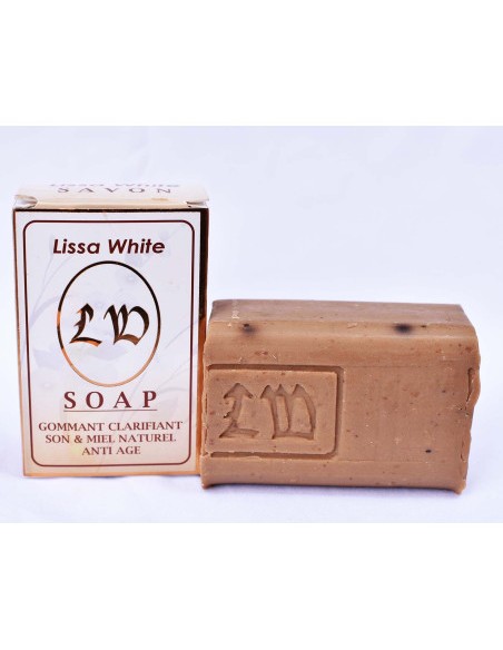 Lissa White savon gommant clarifiant au son et miel naturel antiâge 200g