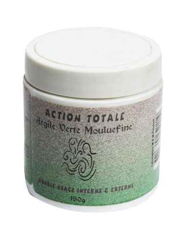 Action totale Masque à l'argile verte et mouluefine double usage interne et externe 150g